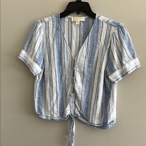 Michael Kors Blue and White Striped Blouse